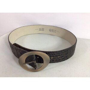 Landes Italian Brown Leather Belt Croc Womens Small